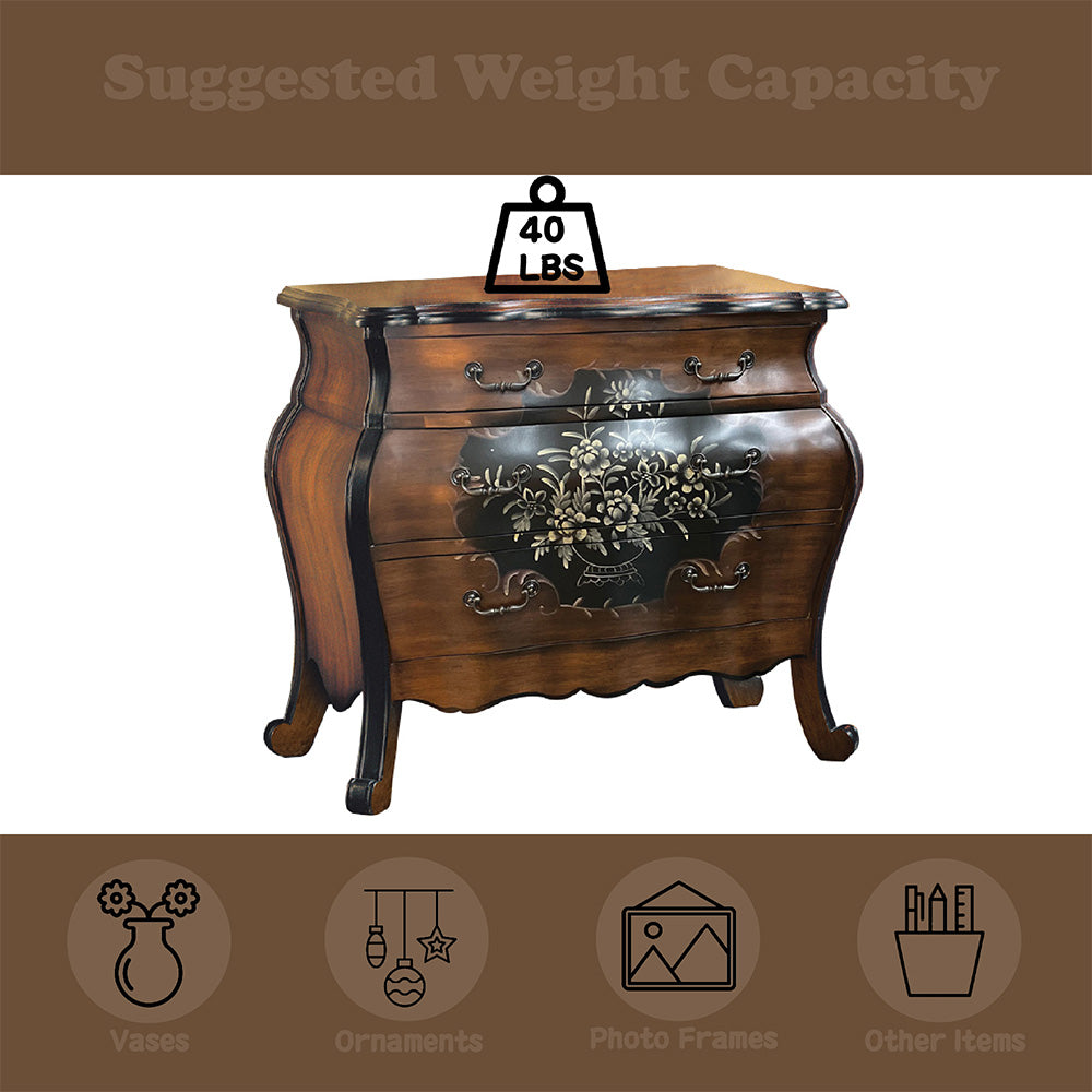 Roma Oak & Antique Black Finish Chest