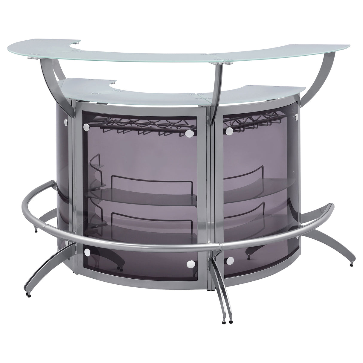Dallas Silver 3-Piece Curved Freestanding Home Bar Cabinet