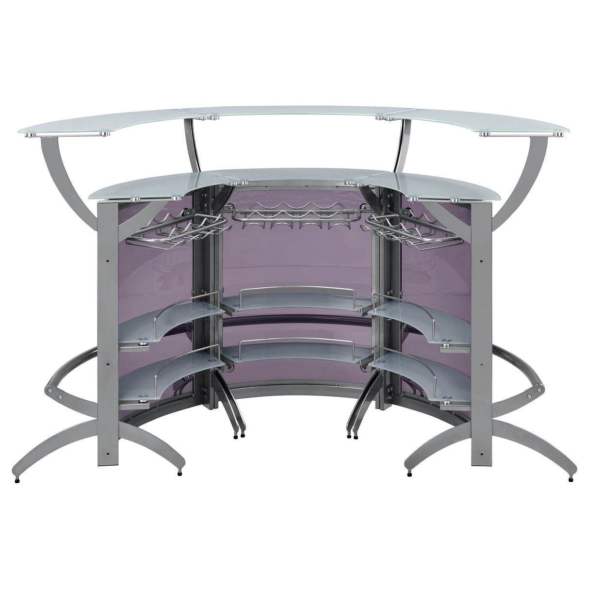 Dallas Silver 3-Piece Curved Freestanding Home Bar Cabinet