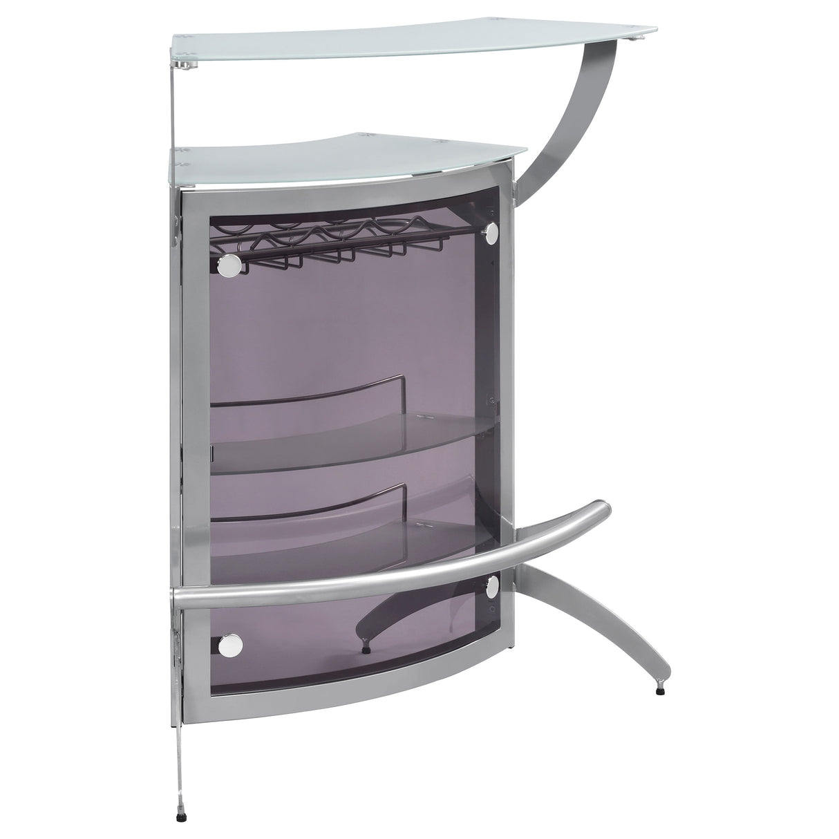 Dallas 2-Shelf Bar Unit Silver And Frosted Glass
