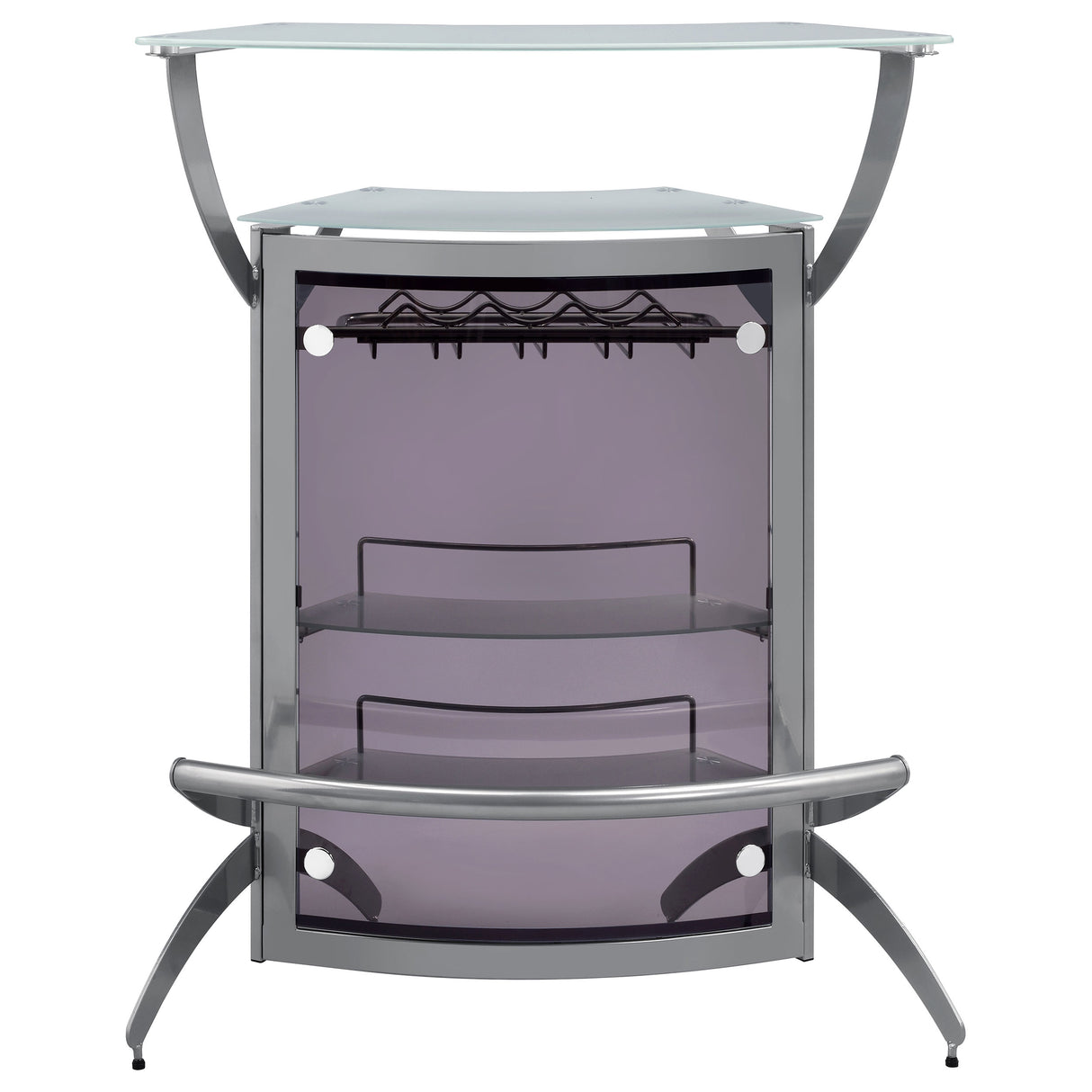 Dallas 2-Shelf Bar Unit Silver And Frosted Glass