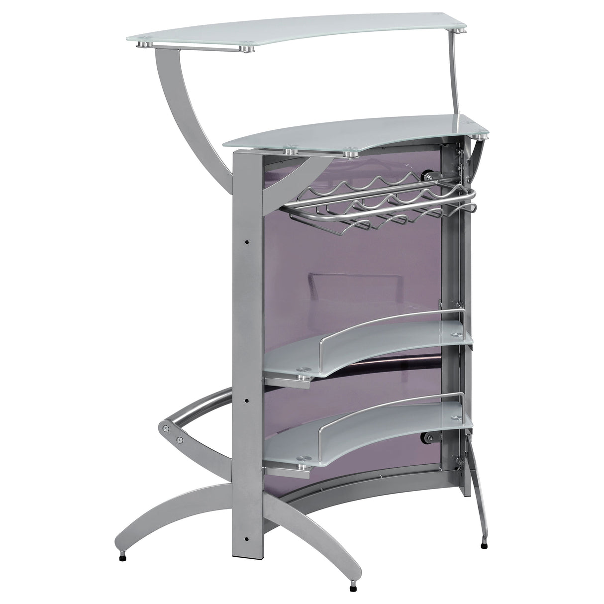 Dallas 2-Shelf Bar Unit Silver And Frosted Glass
