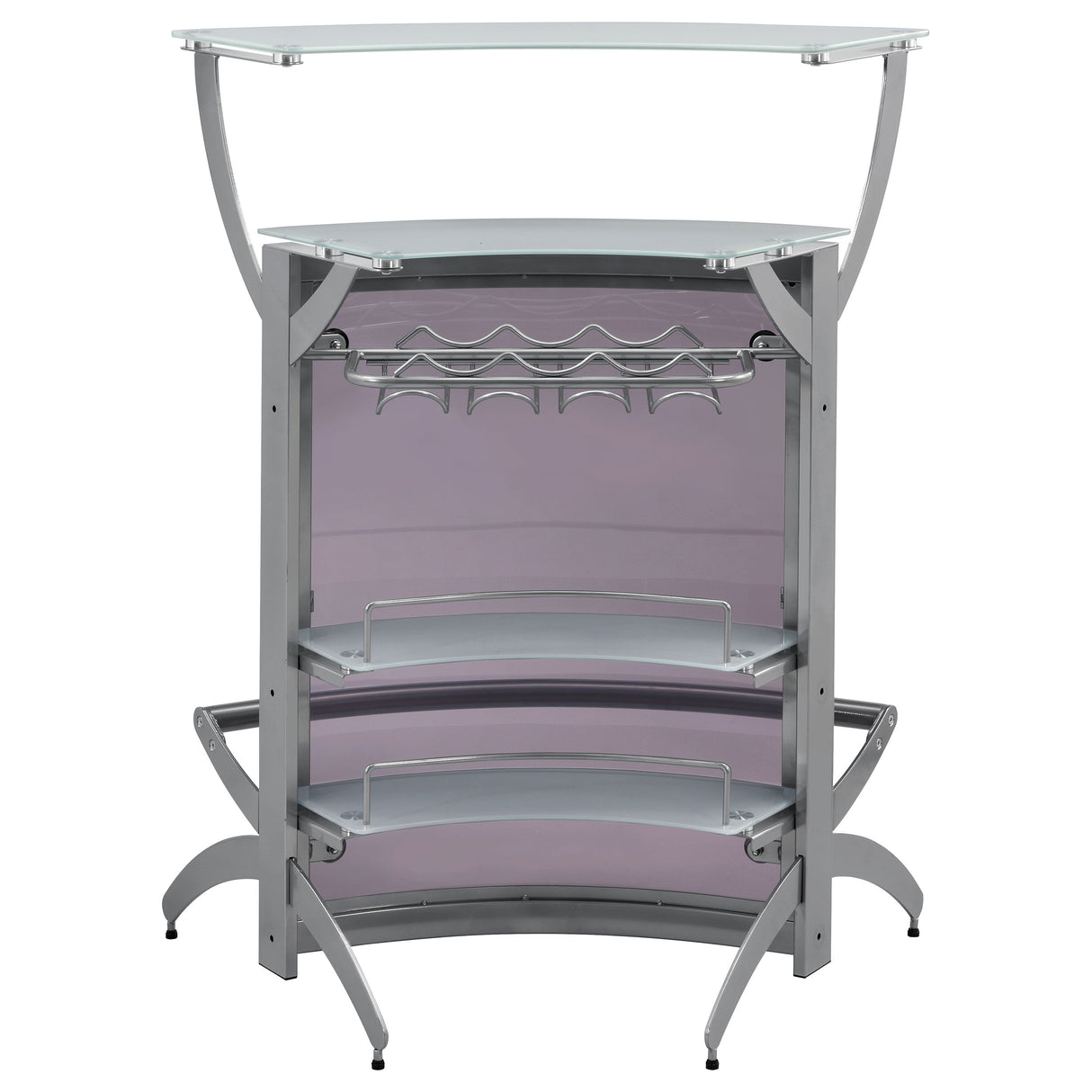 Dallas 2-Shelf Bar Unit Silver And Frosted Glass