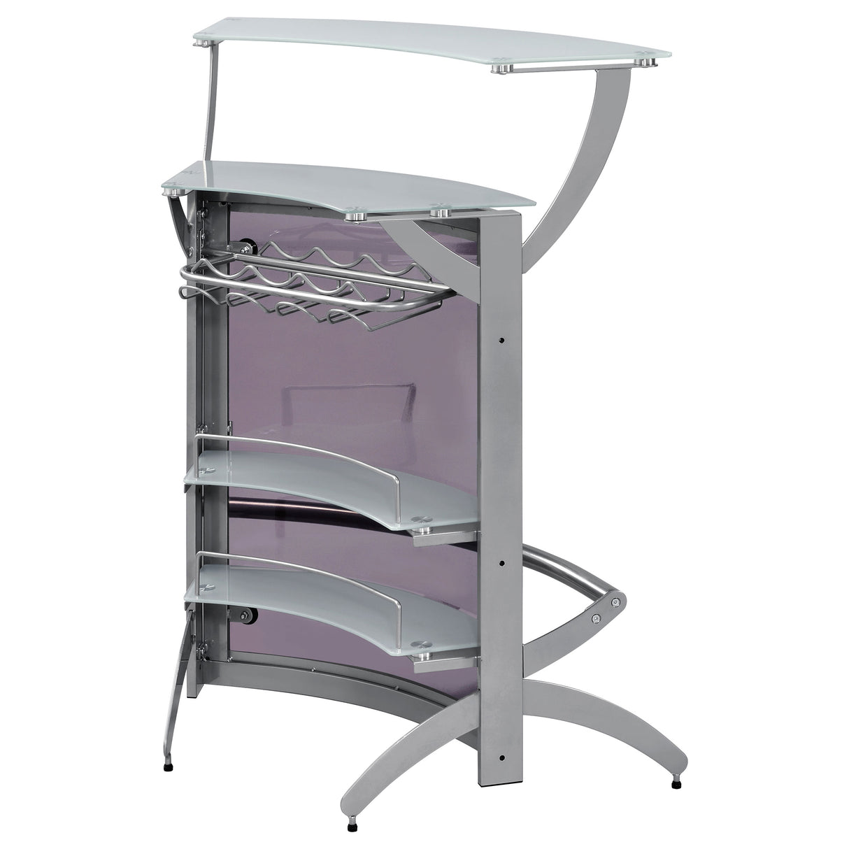 Dallas 2-Shelf Bar Unit Silver And Frosted Glass
