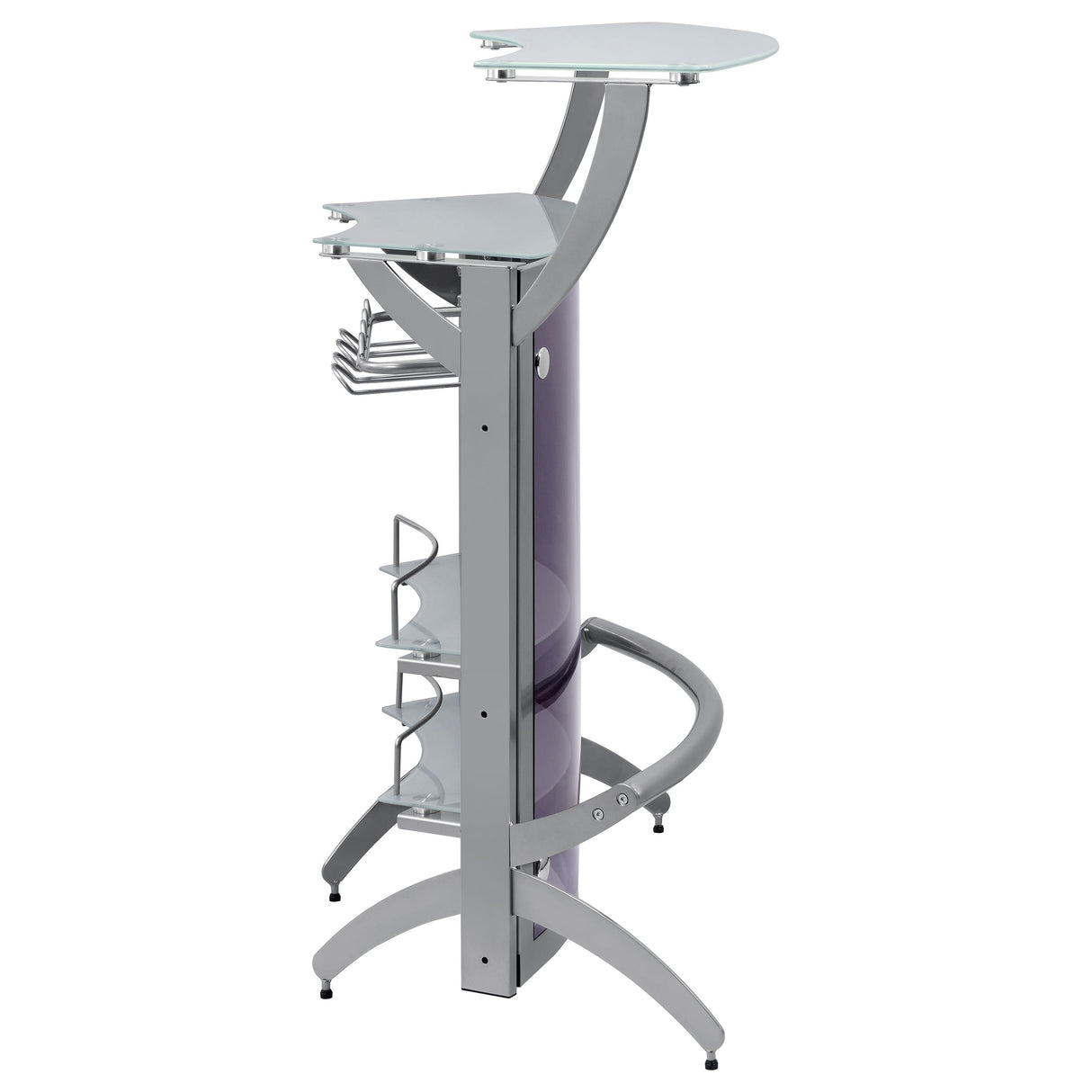 Dallas 2-Shelf Bar Unit Silver And Frosted Glass