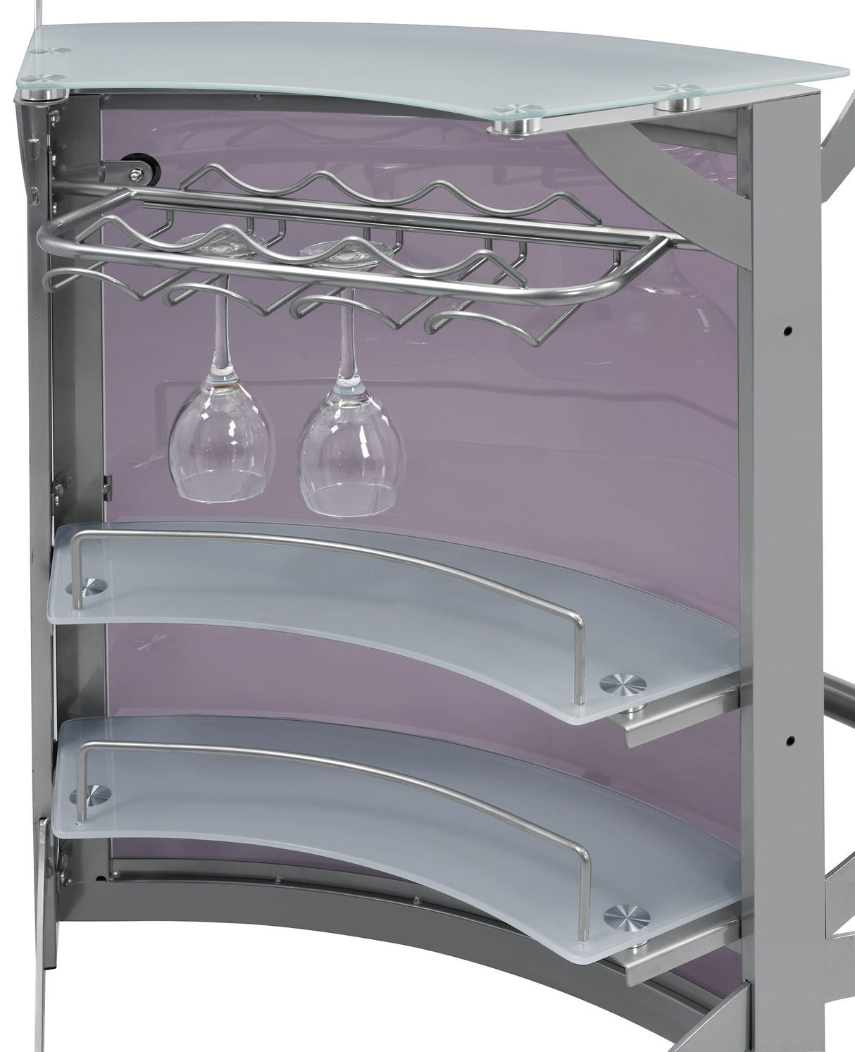 Dallas 2-Shelf Bar Unit Silver And Frosted Glass