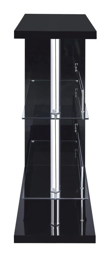 Prescott Rectangular 2-Shelf Bar Unit Glossy Black
