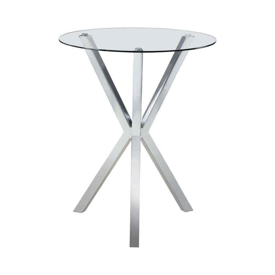 Denali Chrome Round 35-Inch Glass Top Bistro Bar Table