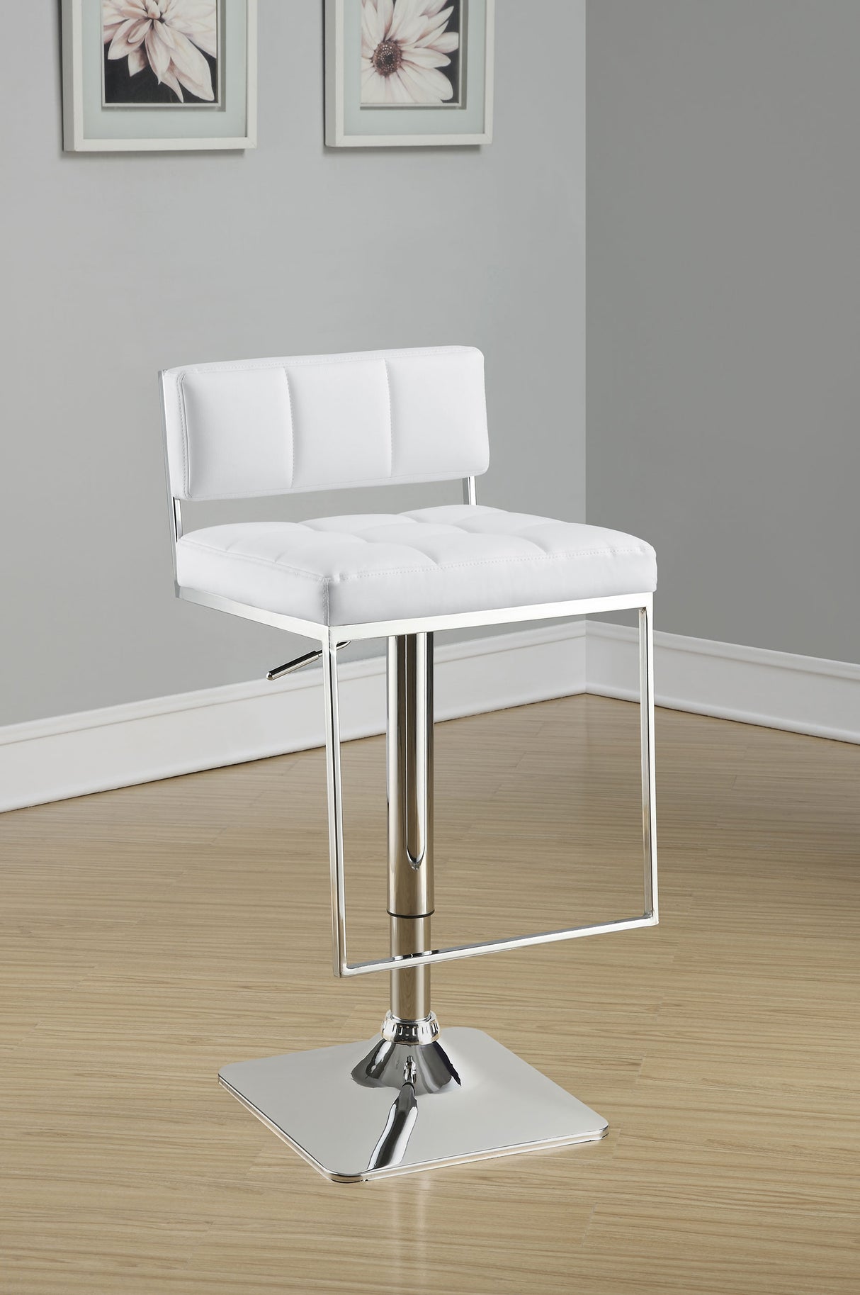 Alameda Adjustable Bar Stool White And Chrome
