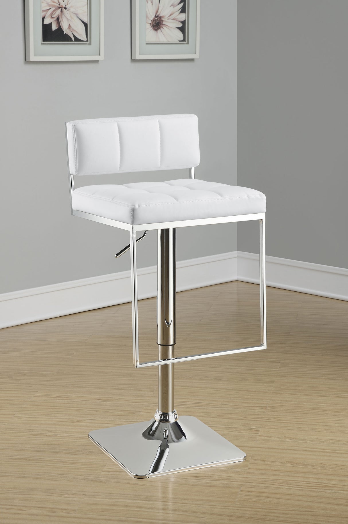 Alameda Adjustable Bar Stool White And Chrome