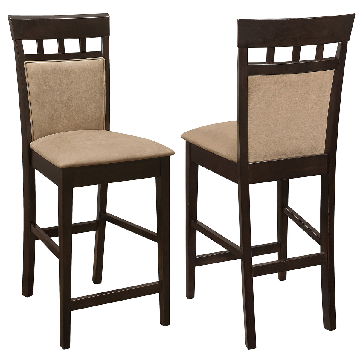 Clanton Upholstered Counter Height Stools Cappuccino And Tan (Set Of 2)