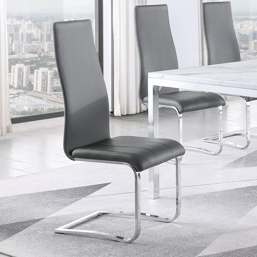 Montclair Upholstered High Back Side Chairs Grey And Chrome (Set Of 4)