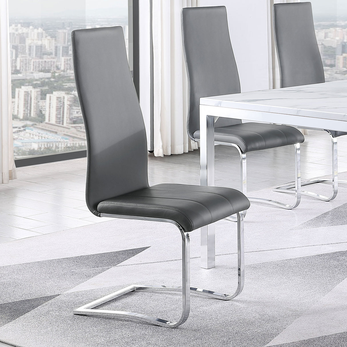 Montclair Upholstered High Back Side Chairs Grey And Chrome (Set Of 4)