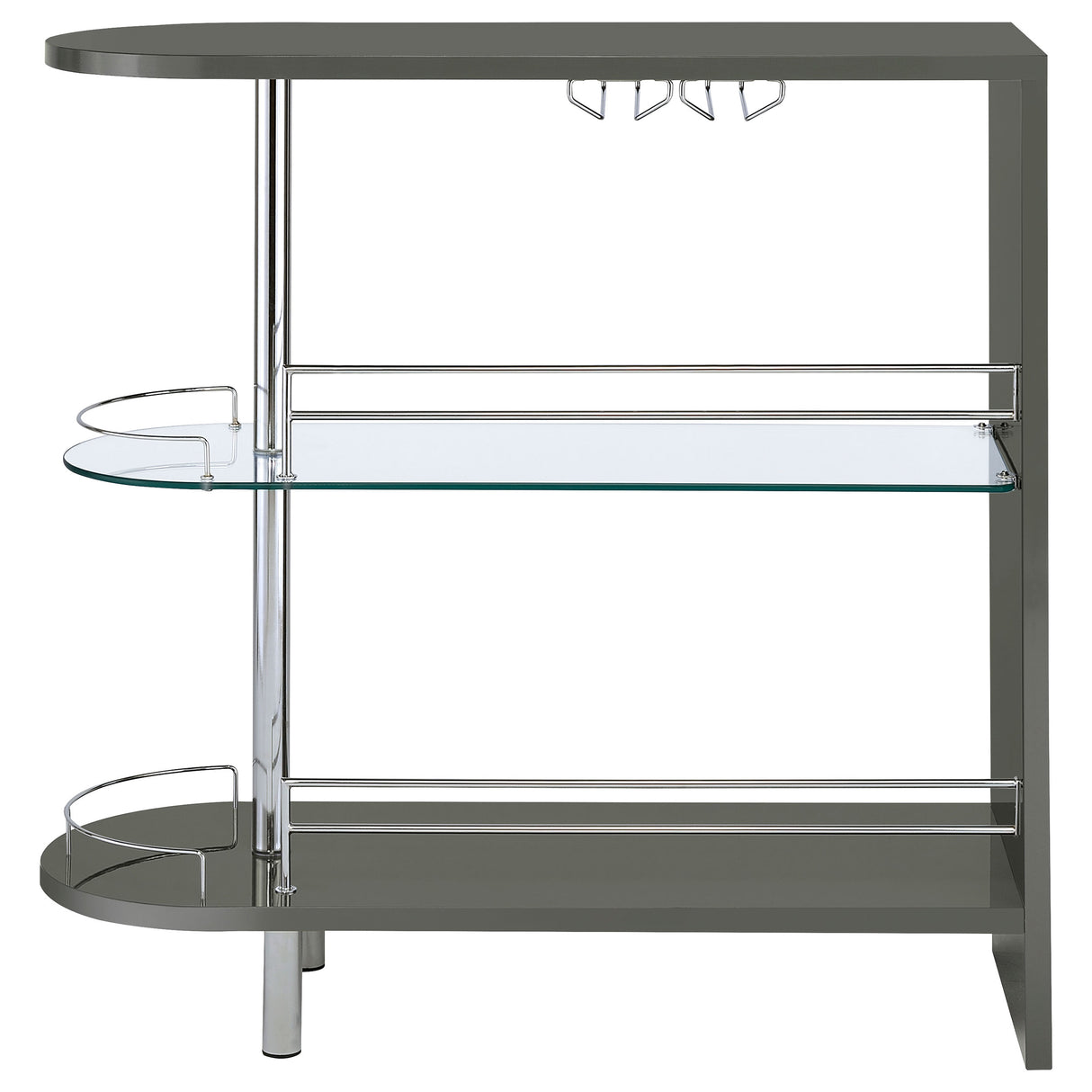 Adolfo 3-Tier Bar Table Glossy Grey And Clear
