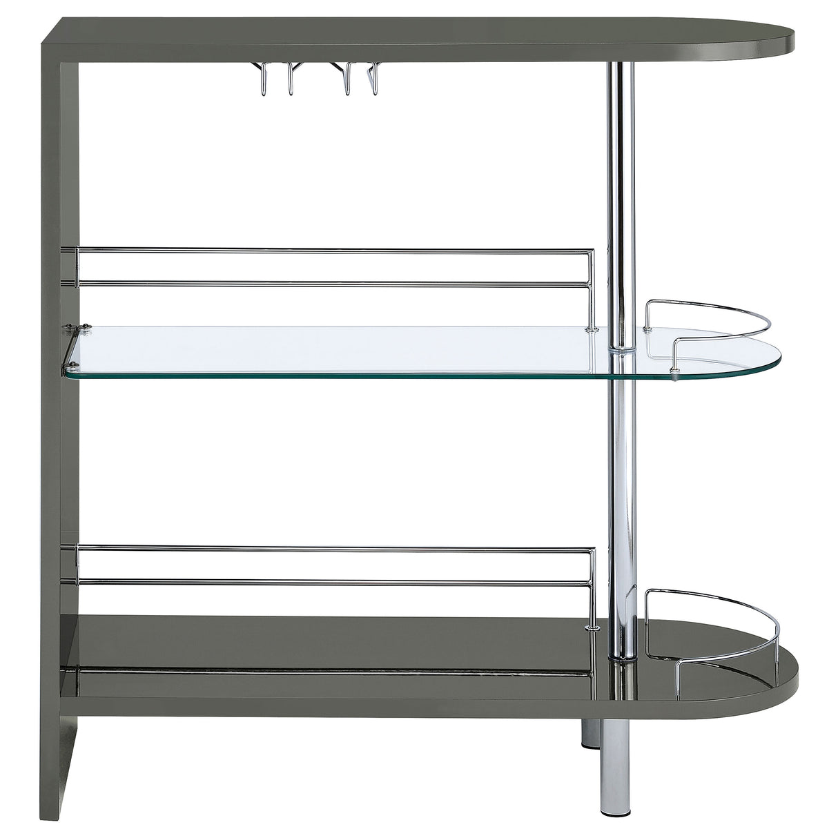 Adolfo 3-Tier Bar Table Glossy Grey And Clear
