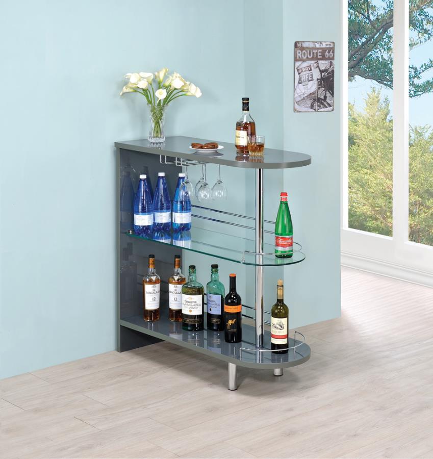 Adolfo 3-Tier Bar Table Glossy Grey And Clear