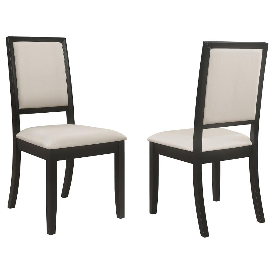 Louise Upholstered Dining Side Chairs Black And Cream (Set Of 2)