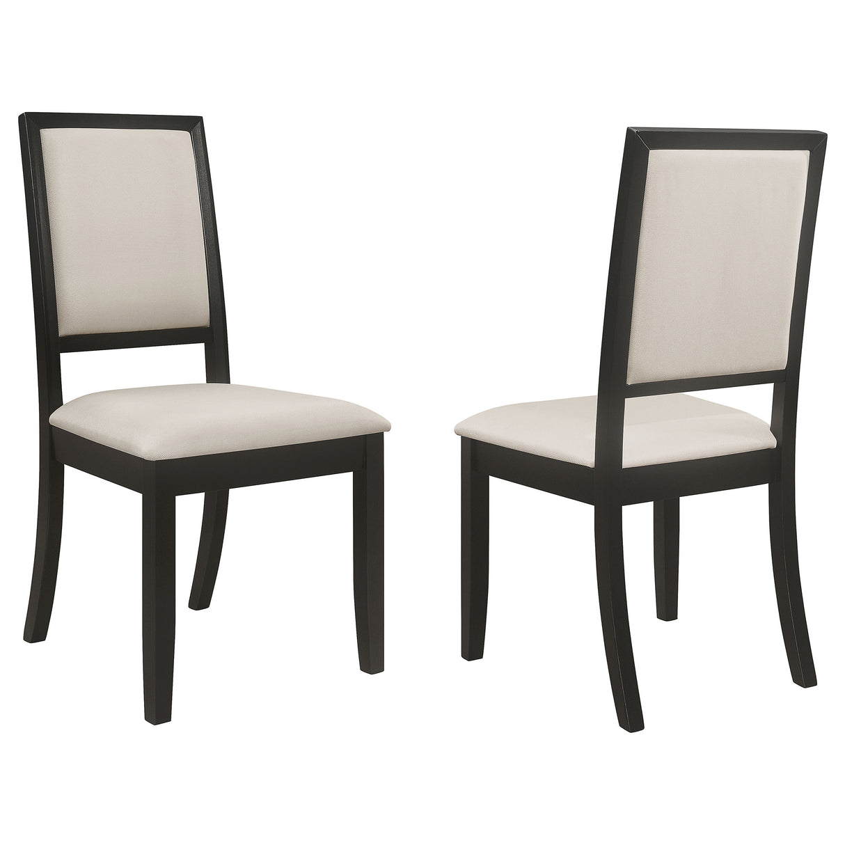 Louise Upholstered Dining Side Chairs Black And Cream (Set Of 2)