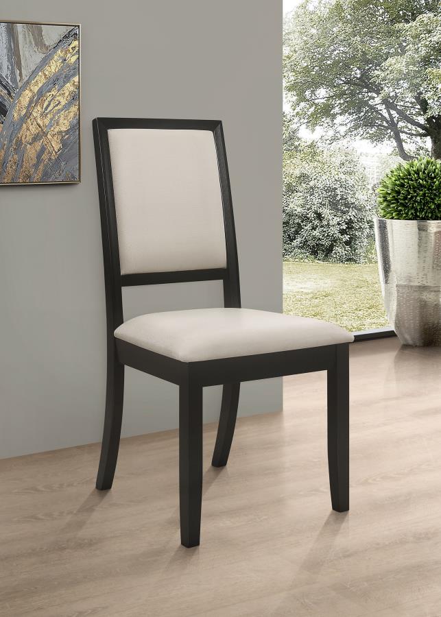 Louise Upholstered Dining Side Chairs Black And Cream (Set Of 2)