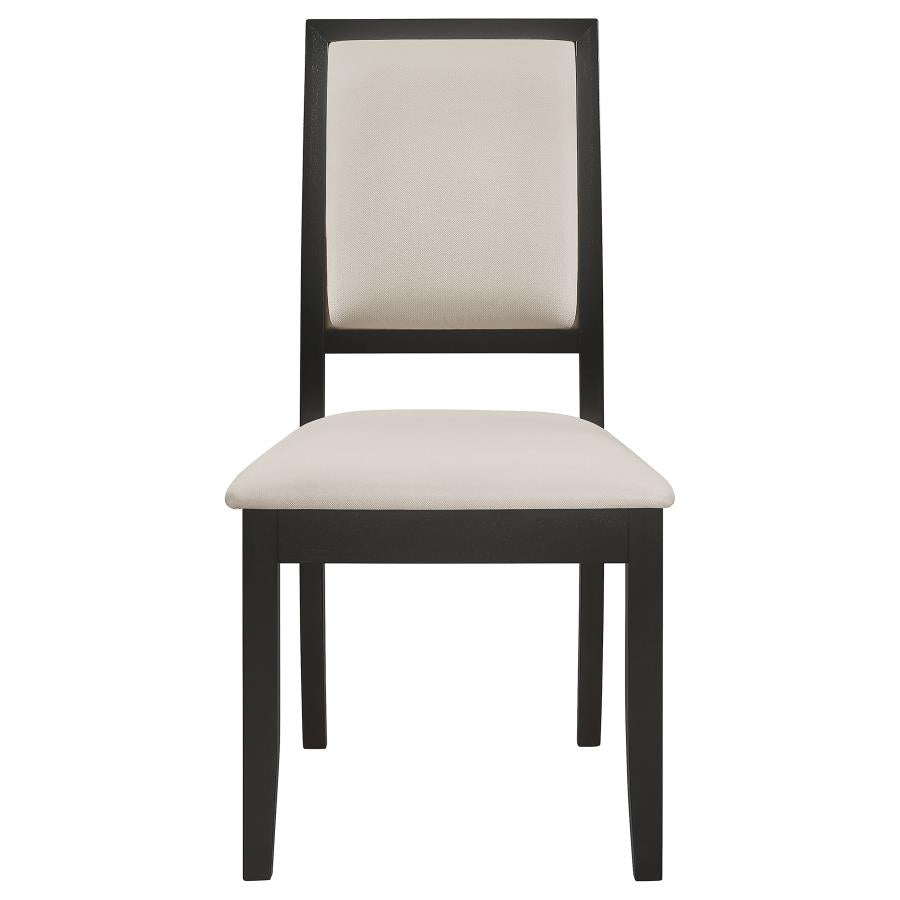 Louise Upholstered Dining Side Chairs Black And Cream (Set Of 2)