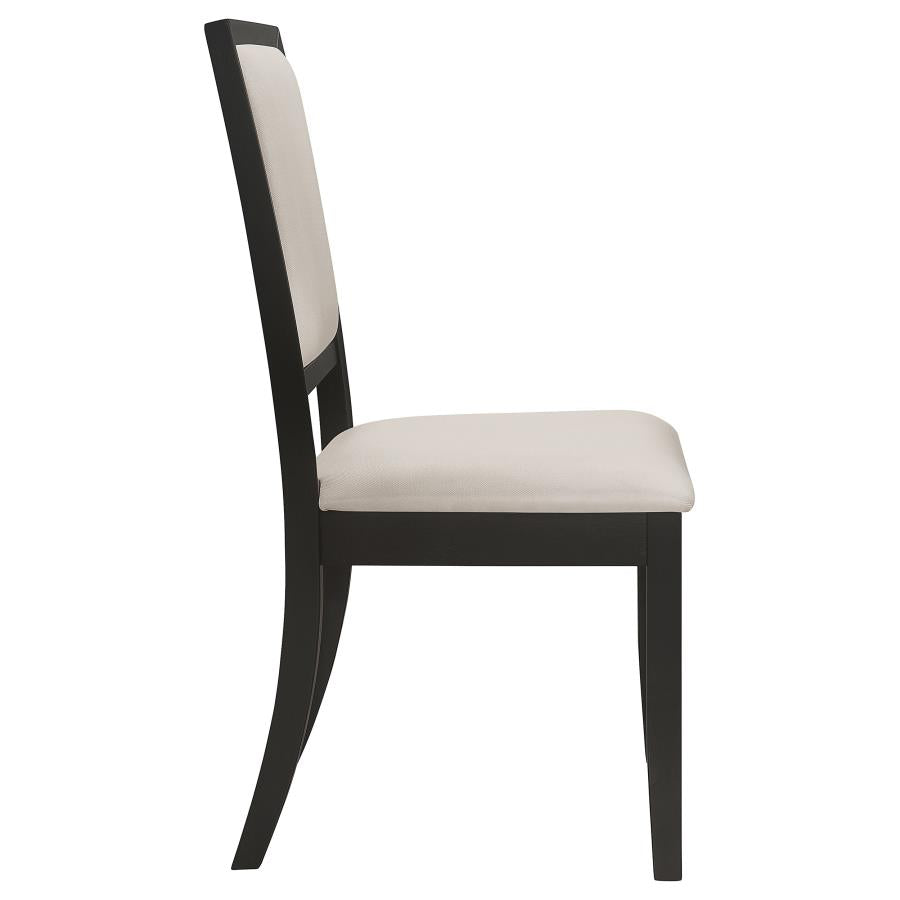 Louise Upholstered Dining Side Chairs Black And Cream (Set Of 2)