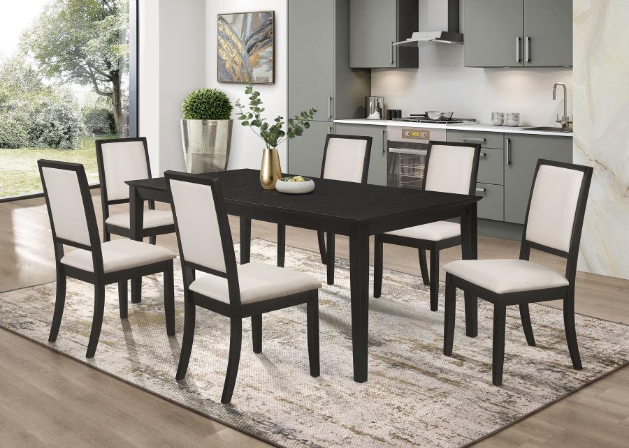 Louise Upholstered Dining Side Chairs Black And Cream (Set Of 2)