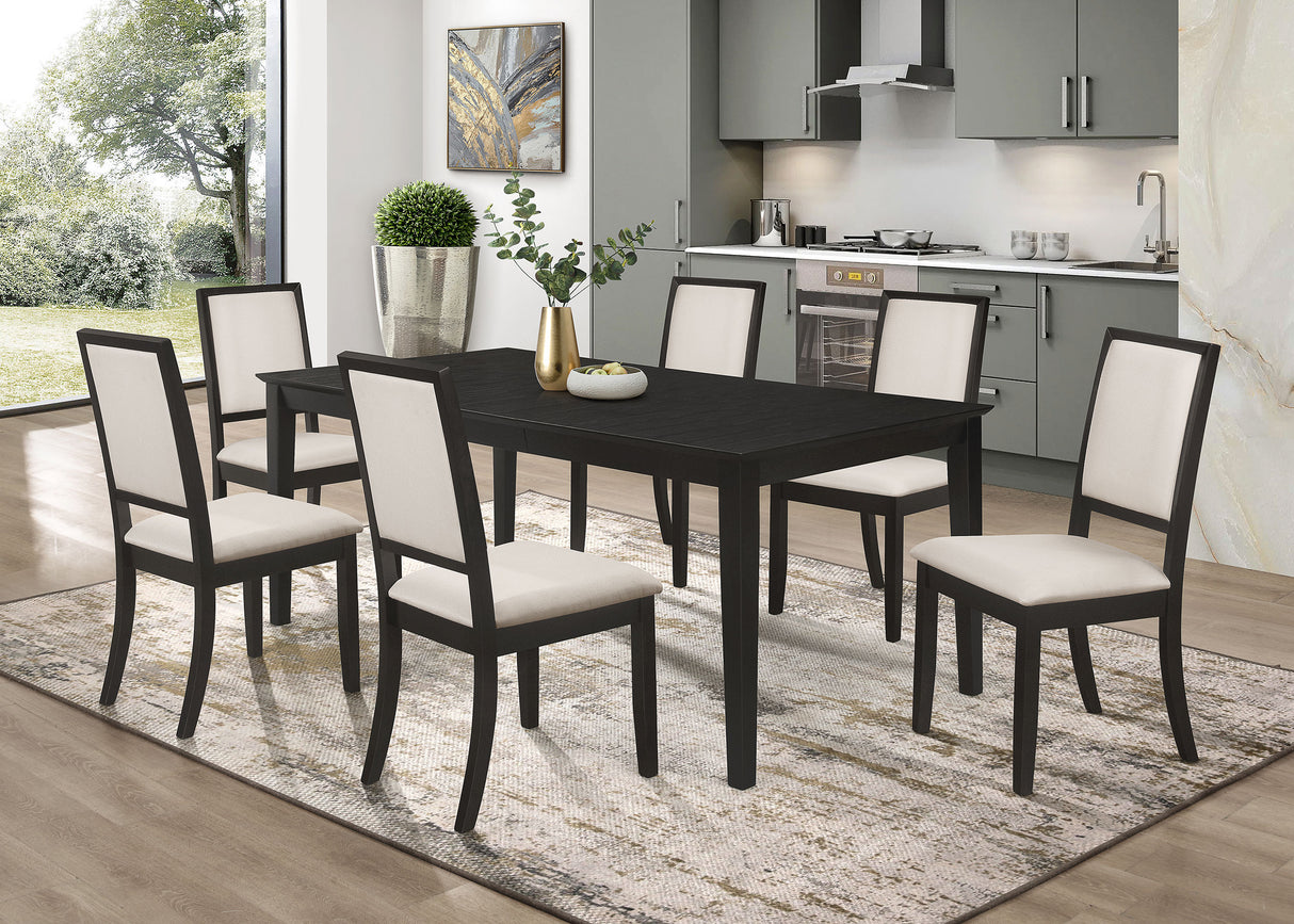 Louise Upholstered Dining Side Chairs Black And Cream (Set Of 2)