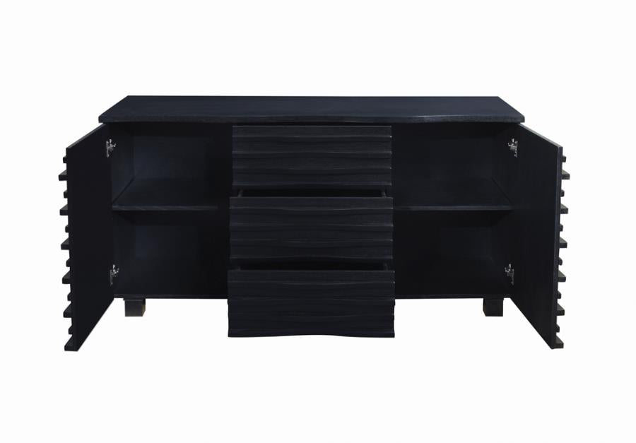 Stanton 3-Drawer Rectangular Server Black