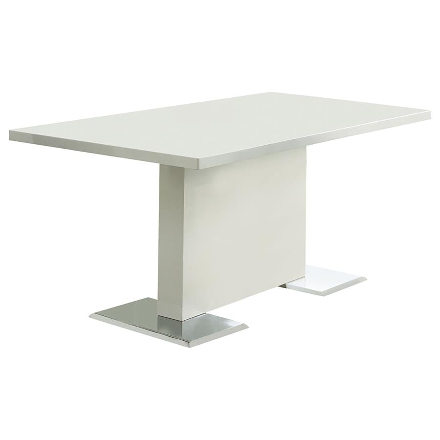 Anges White High Gloss Rectangular 63-Inch Dining Table