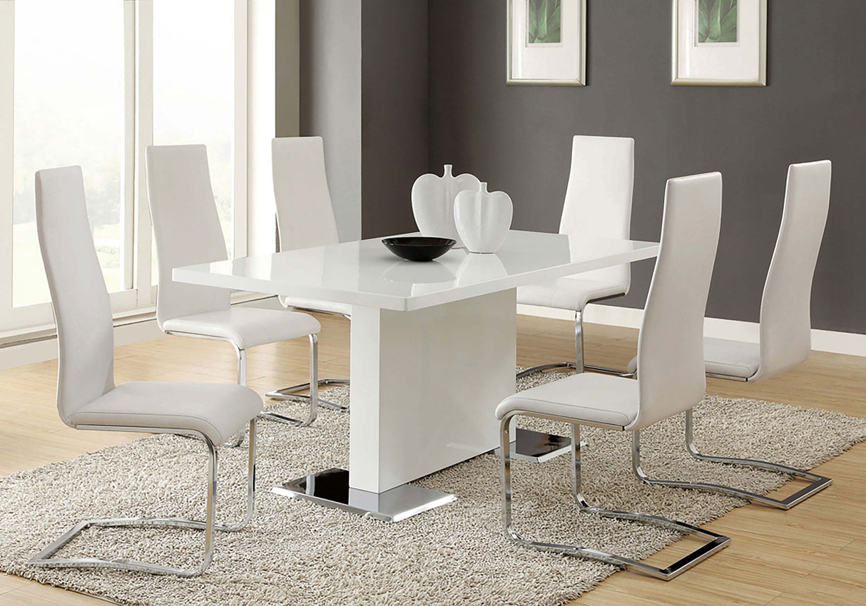 Anges White High Gloss Rectangular 63-Inch Dining Table
