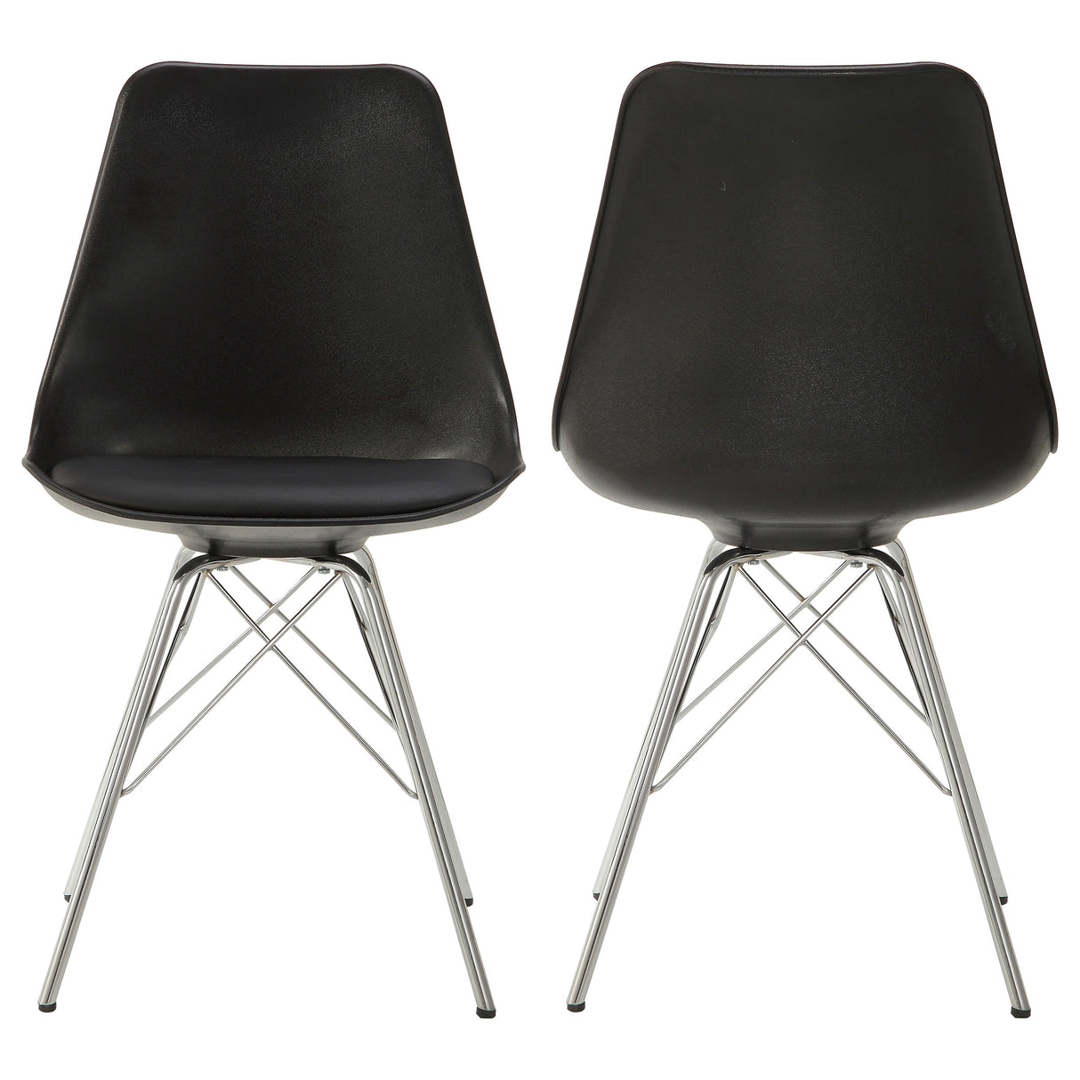 Juniper Armless Dining Chairs Black And Chrome (Set Of 2)