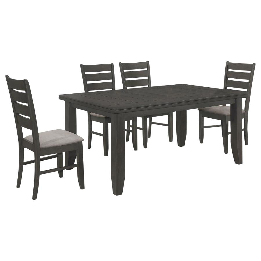 Dalila Dark Grey 5-Piece Rectangular Dining Table Set