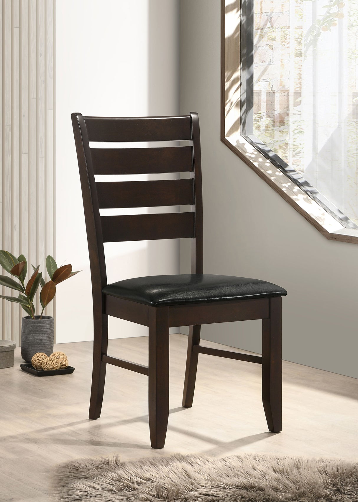 Dalila Ladder Back Side Chairs Cappuccino And Black (Set Of 2)