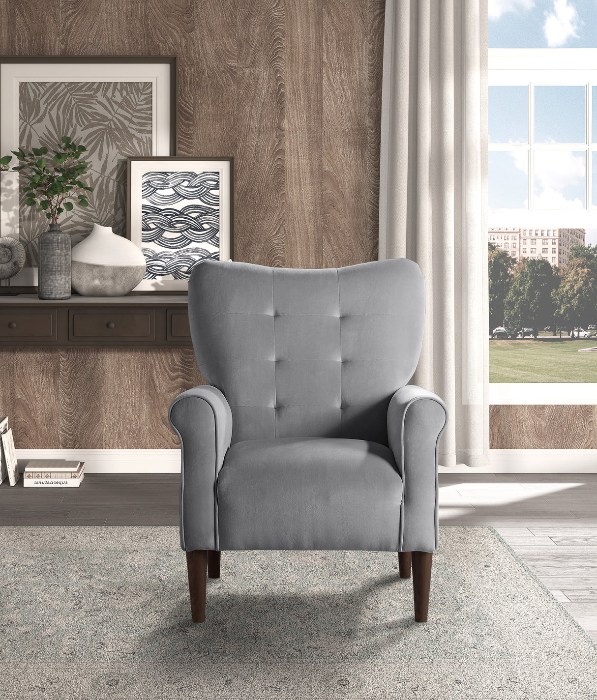 Kyrie Dark Gray Velvet Accent Chair