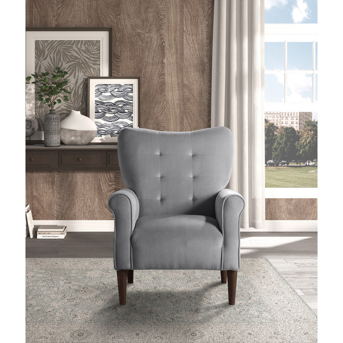 Kyrie Dark Gray Velvet Accent Chair