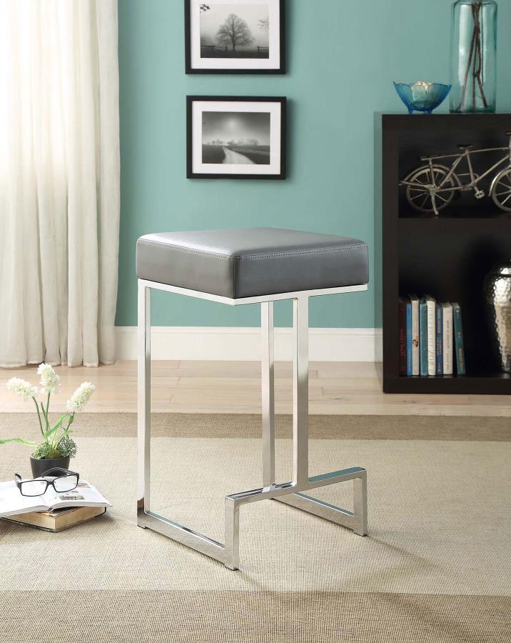 Gervase Square Counter Height Stool Grey And Chrome