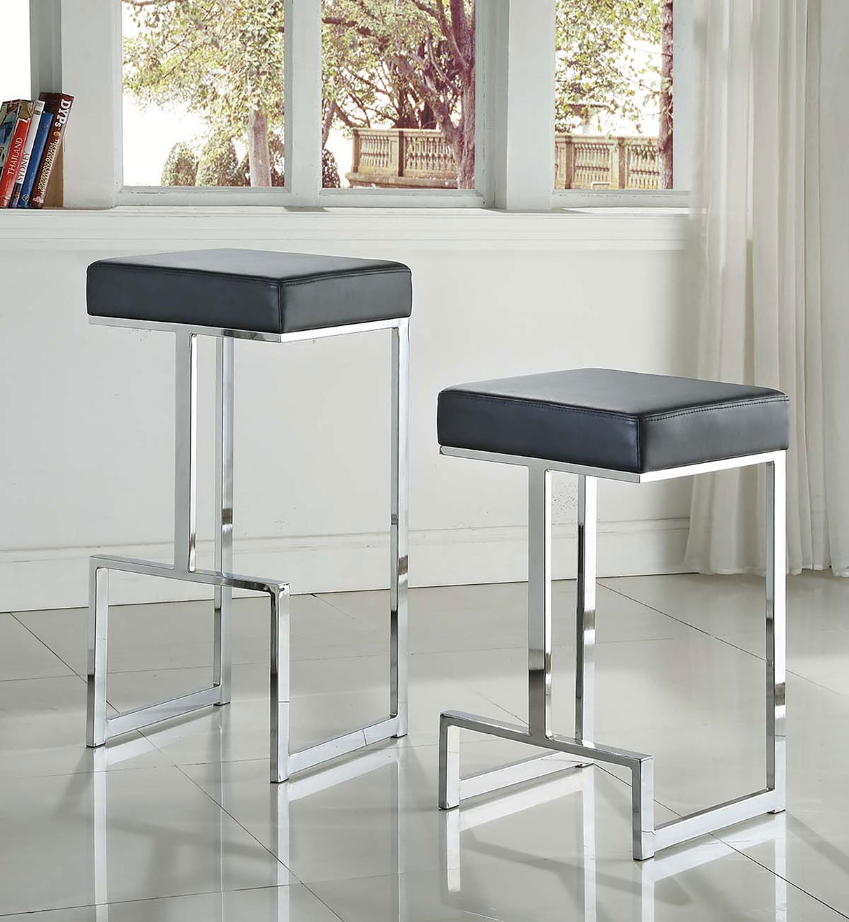 Gervase Square Counter Height Stool Black And Chrome