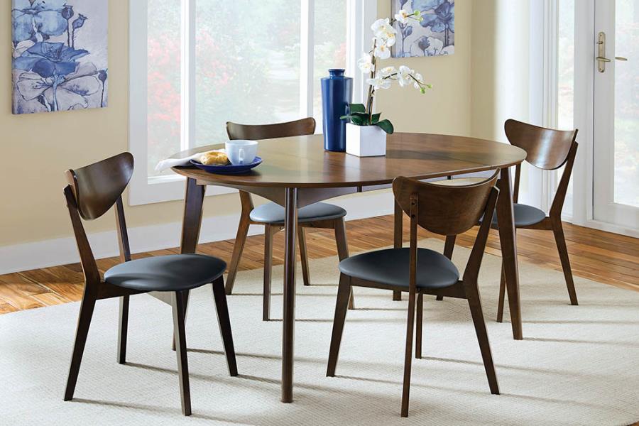 Jedda Dark Walnut 5-Piece Oval Dining Table Set