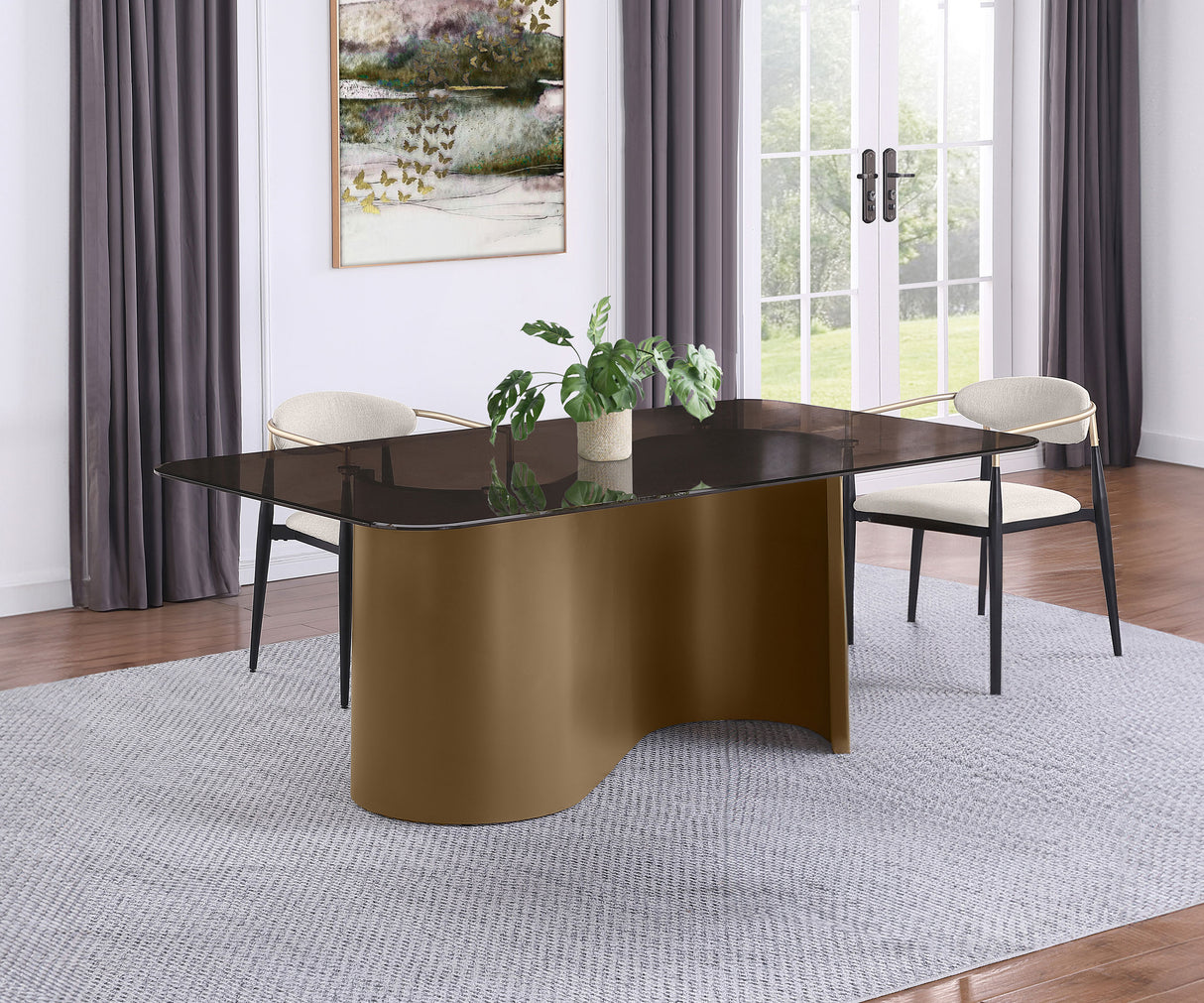 Edson Bronze 72-Inch Rectangular Glass Top Dining Table