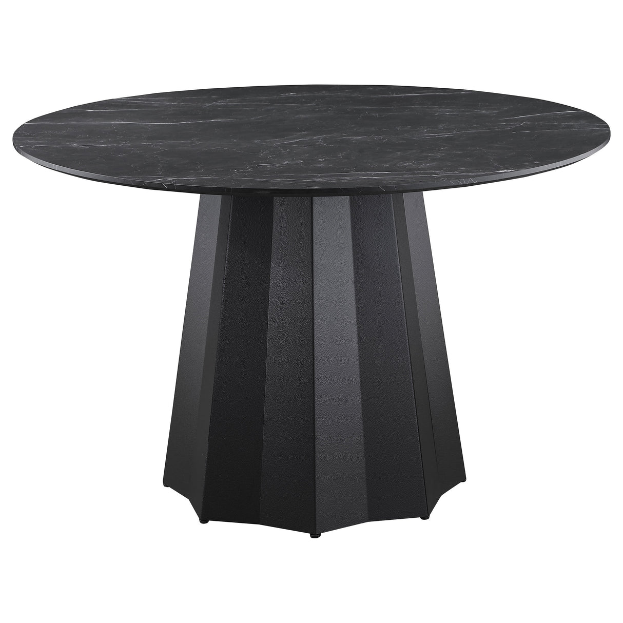 Camden Black Round 48-Inch Faux Marble Top Dining Table