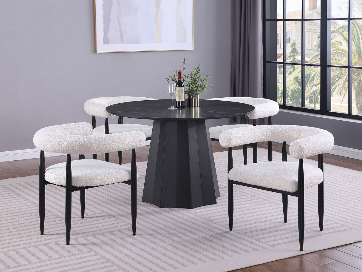 Camden Black Round 48-Inch Faux Marble Top Dining Table