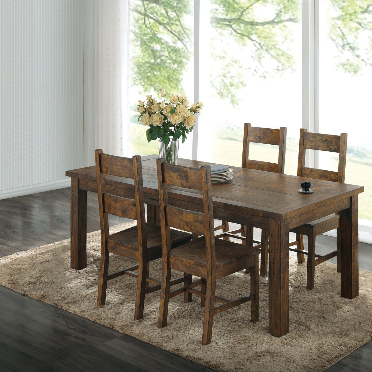 Coleman Rustic Golden Brown 5-Piece Rectangular Dining Set