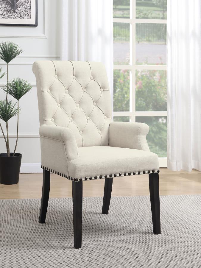 Alana Upholstered Arm Chair Beige And Smokey Black