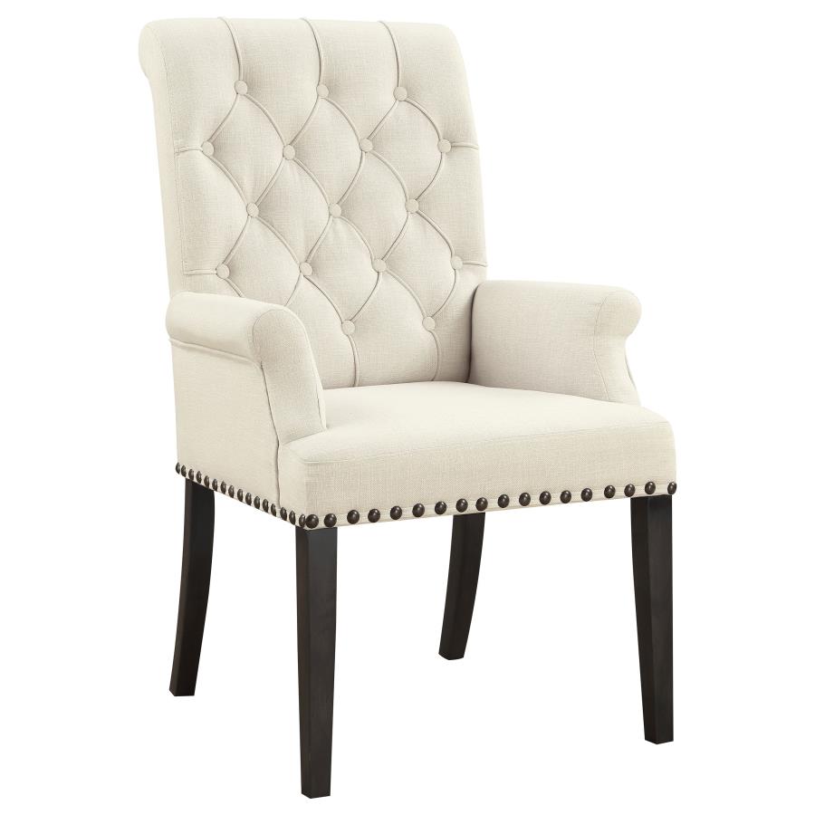 Alana Upholstered Arm Chair Beige And Smokey Black