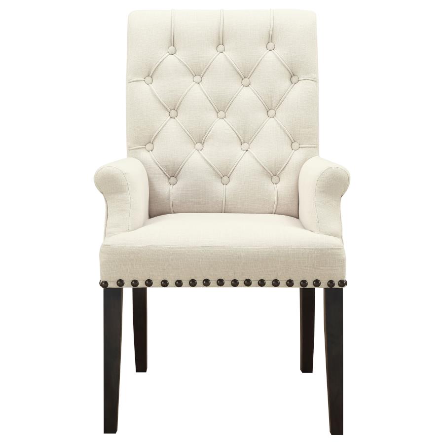 Alana Upholstered Arm Chair Beige And Smokey Black
