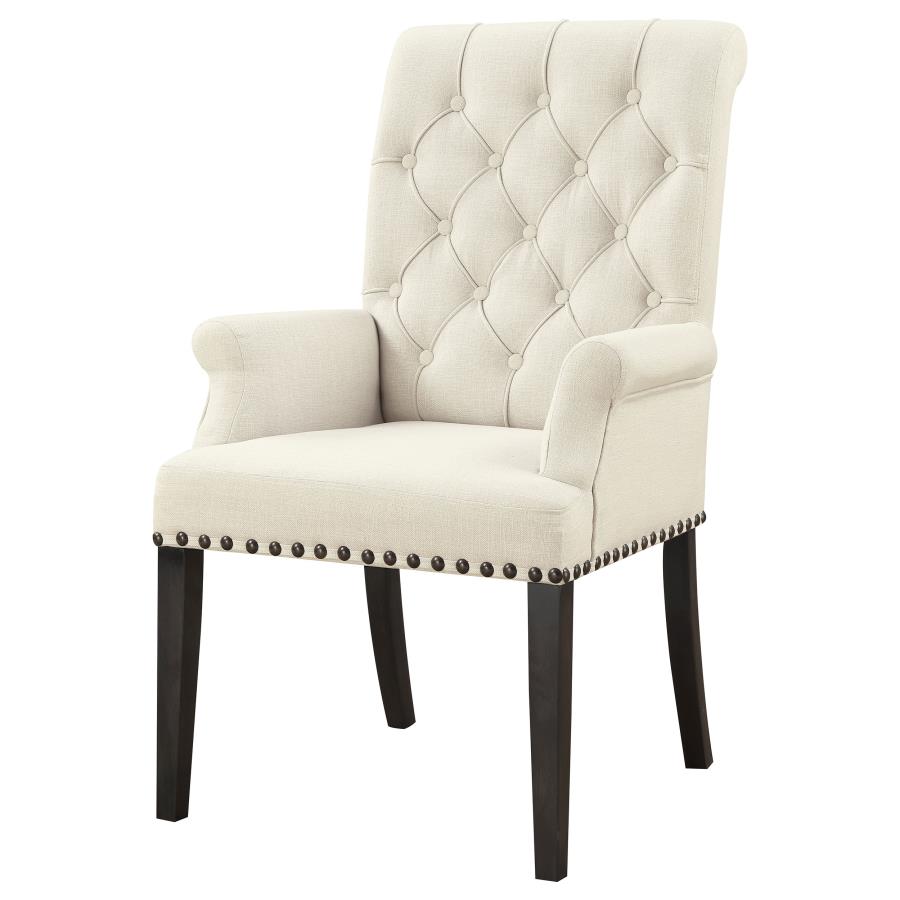 Alana Upholstered Arm Chair Beige And Smokey Black