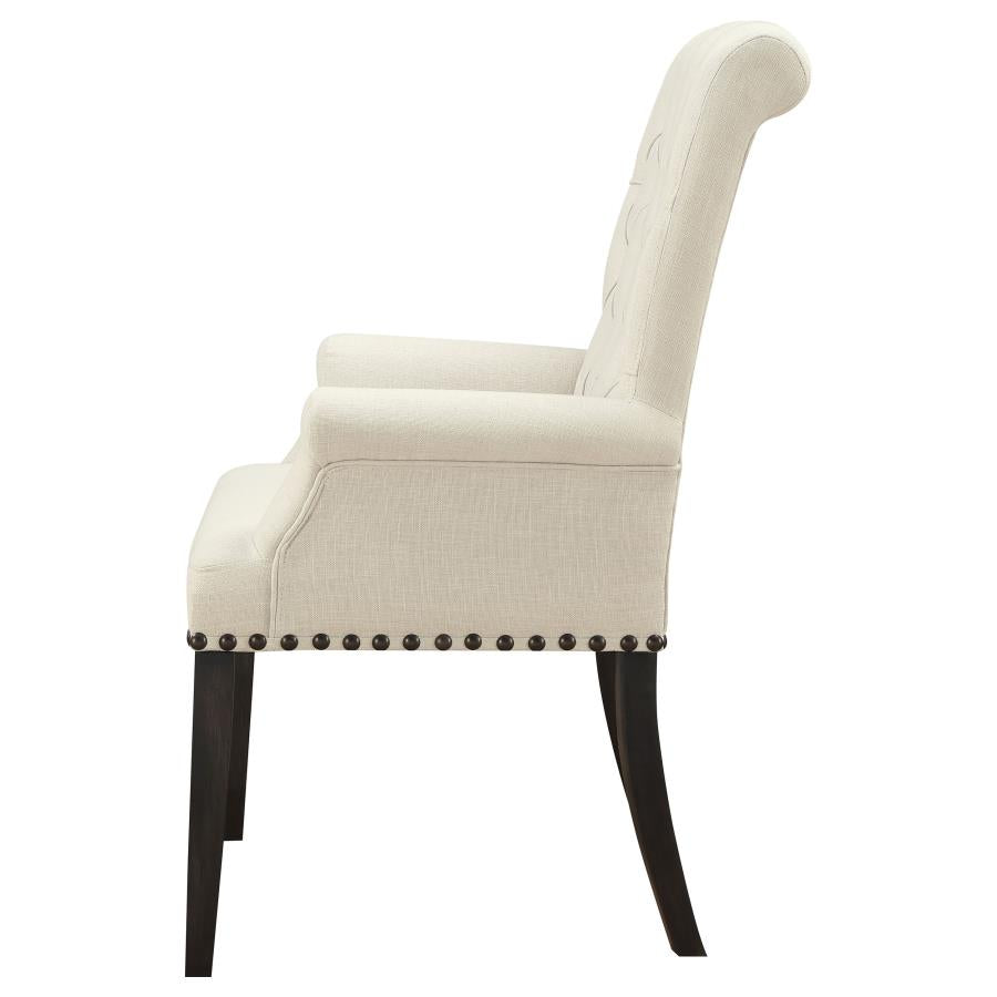 Alana Upholstered Arm Chair Beige And Smokey Black