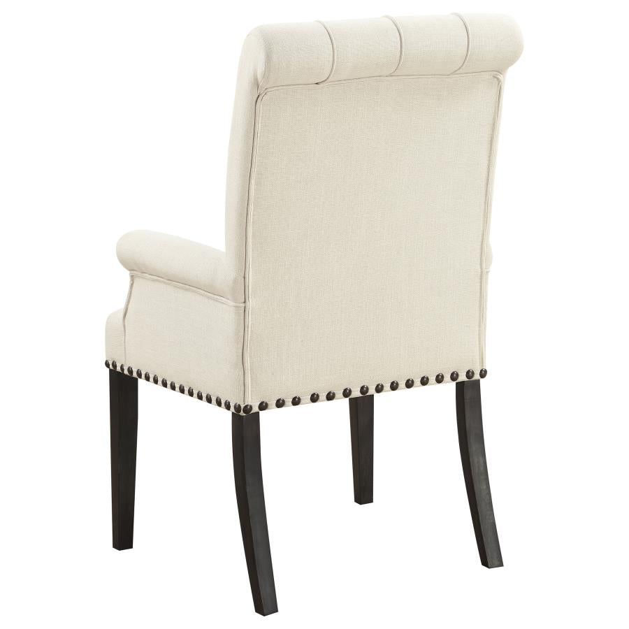 Alana Upholstered Arm Chair Beige And Smokey Black