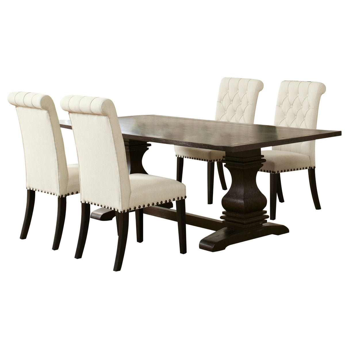 Parkins Rustic Espresso / Beige 5-Piece Rectangular Dining Table Set