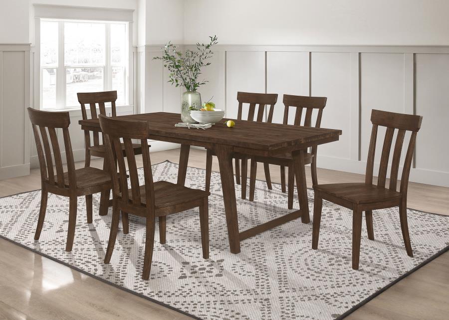 Reynolds Brown Oak 7-Piece Rectangular Dining Table Set